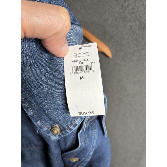 Vintage GAP Denim Shirt Mens Medium Blue Jean Long Sleeve Button Up Western Yoke - Picture 4 of 13